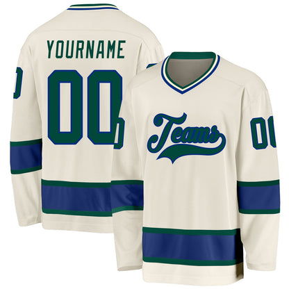 Custom Cream Green-Royal Hockey Jersey - Sky-Custom