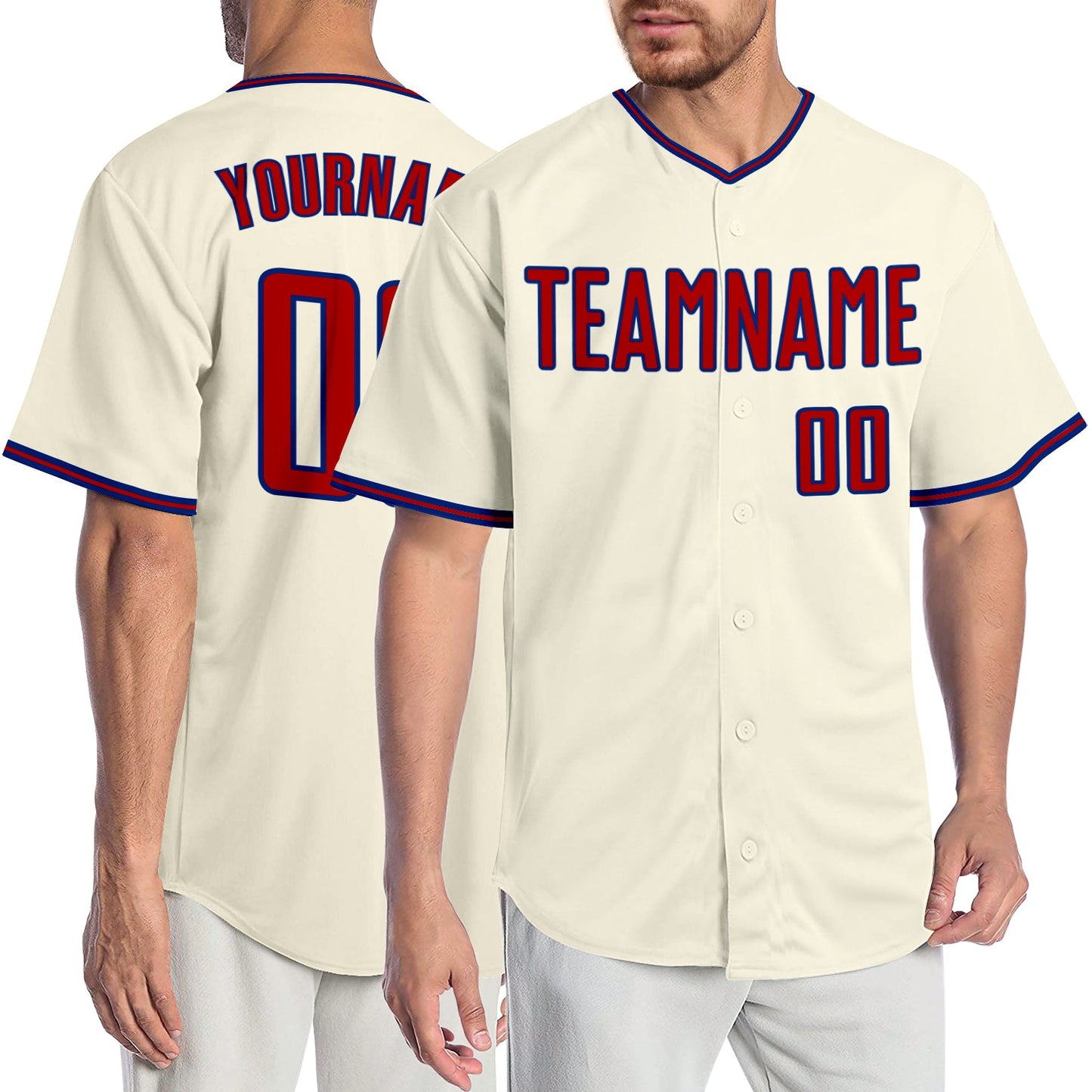 Custom Cream Red-Royal Authentic Baseball Jersey - Sky-Custom