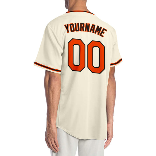 Custom Cream Orange Black-Old Gold Authentic Baseball Jersey - Sky-Custom