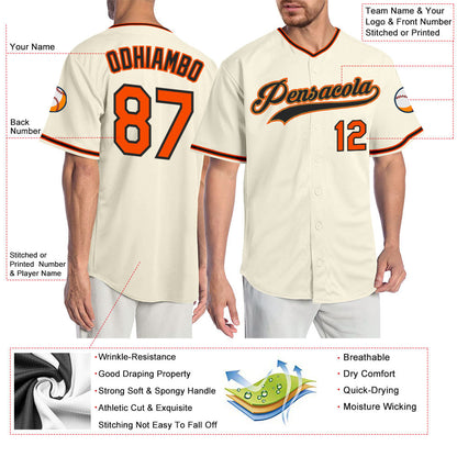 Custom Cream Orange Black-Old Gold Authentic Baseball Jersey - Sky-Custom