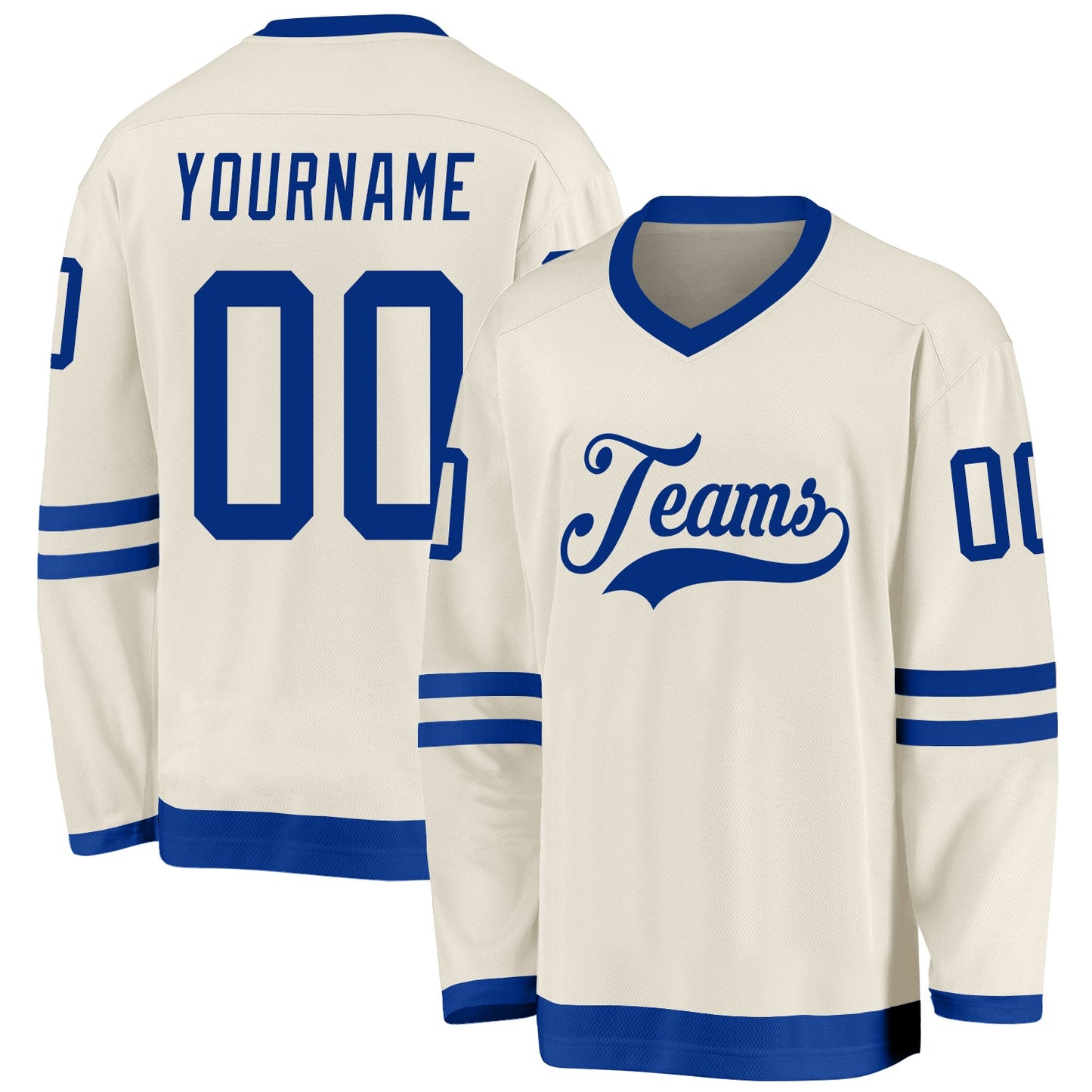 Custom Cream Royal Hockey Jersey - Sky-Custom