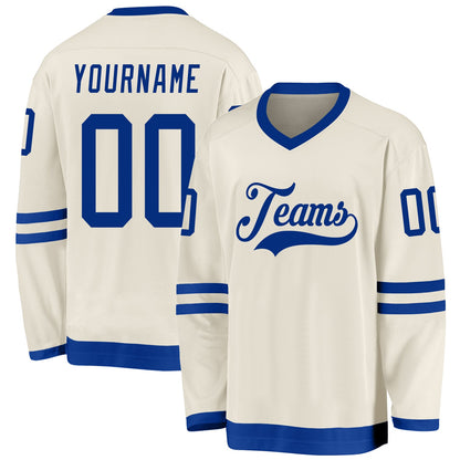 Custom Cream Royal Hockey Jersey - Sky-Custom