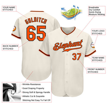 Custom Cream Orange-Black Authentic Baseball Jersey - Sky-Custom