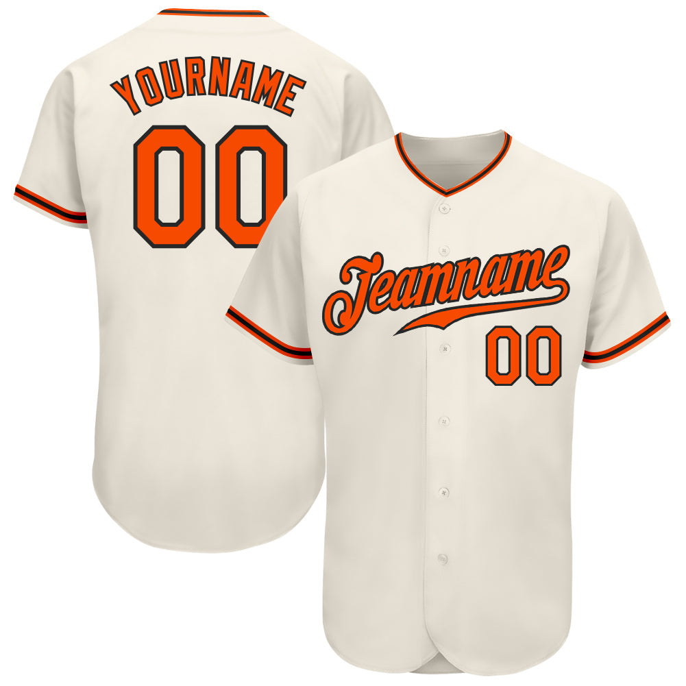 Custom Cream Orange-Black Authentic Baseball Jersey - Sky-Custom
