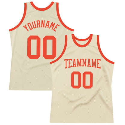 Custom Cream Orange Authentic Throwback Basketball Jersey - Sky-Custom