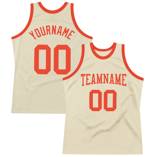 Custom Cream Orange Authentic Throwback Basketball Jersey - Sky-Custom