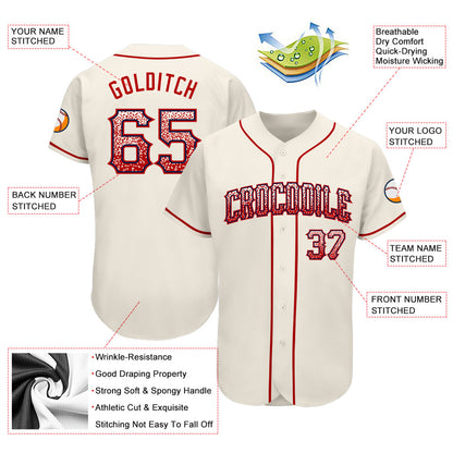 Custom Cream Red-Navy Authentic Drift Fashion Baseball Jersey - Sky-Custom