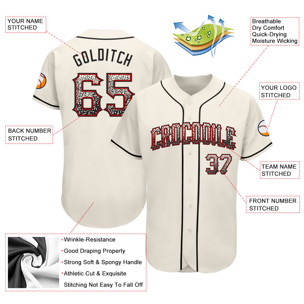 Custom Cream Black-Red Authentic Drift Fashion Baseball Jersey - Sky-Custom