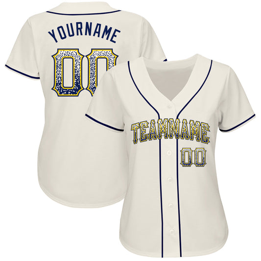 Custom Cream Navy-Gold Authentic Drift Fashion Baseball Jersey - Sky-Custom