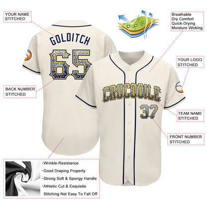 Custom Cream Navy-Gold Authentic Drift Fashion Baseball Jersey - Sky-Custom