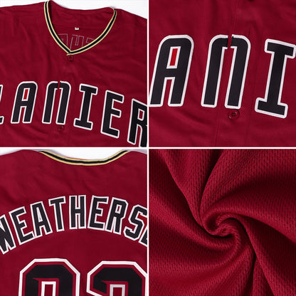 Custom Crimson Black-Gold Authentic Baseball Jersey - Sky-Custom