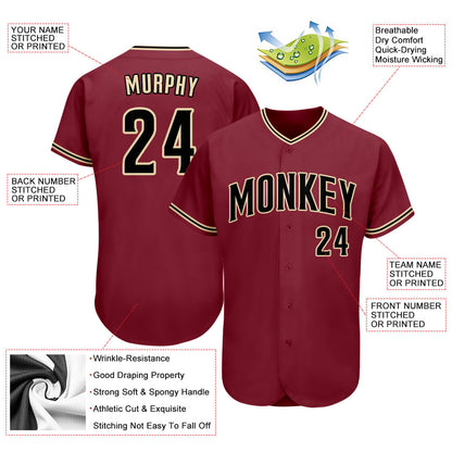 Custom Crimson Black-City Cream Authentic Baseball Jersey - Sky-Custom