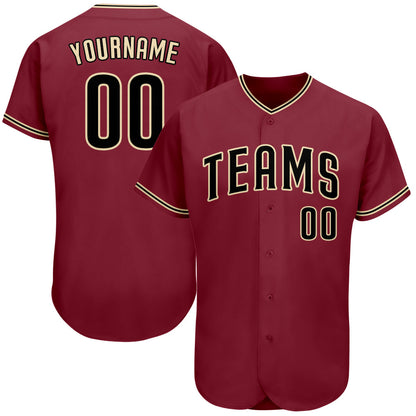 Custom Crimson Black-City Cream Authentic Baseball Jersey - Sky-Custom