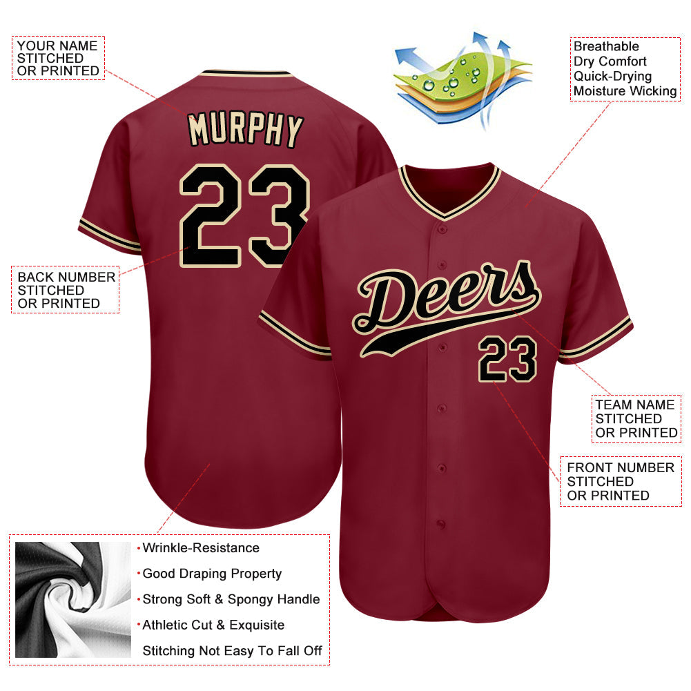 Custom Crimson Black-City Cream Authentic Baseball Jersey - Sky-Custom