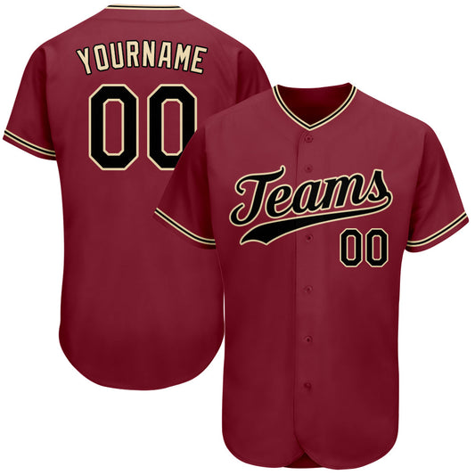 Custom Crimson Black-City Cream Authentic Baseball Jersey - Sky-Custom