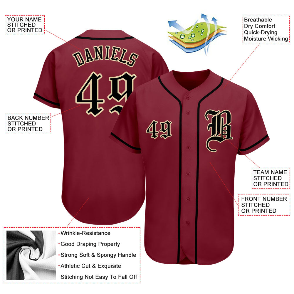 Custom Crimson Black-City Cream Authentic Baseball Jersey - Sky-Custom