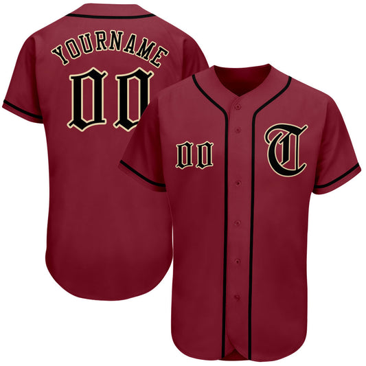 Custom Crimson Black-City Cream Authentic Baseball Jersey - Sky-Custom