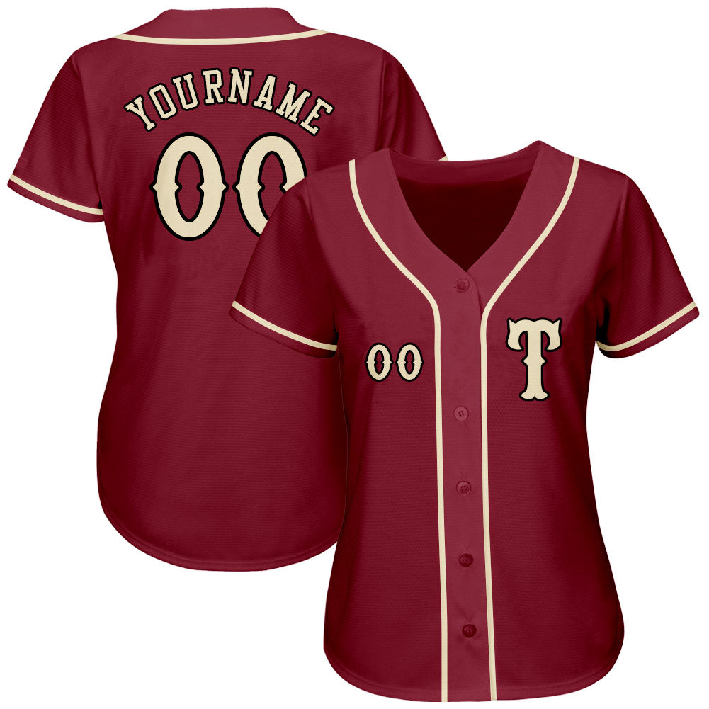 Custom Crimson City Cream-Black Authentic Baseball Jersey - Sky-Custom