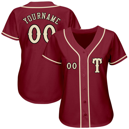 Custom Crimson City Cream-Black Authentic Baseball Jersey - Sky-Custom