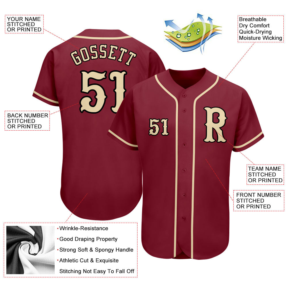 Custom Crimson City Cream-Black Authentic Baseball Jersey - Sky-Custom