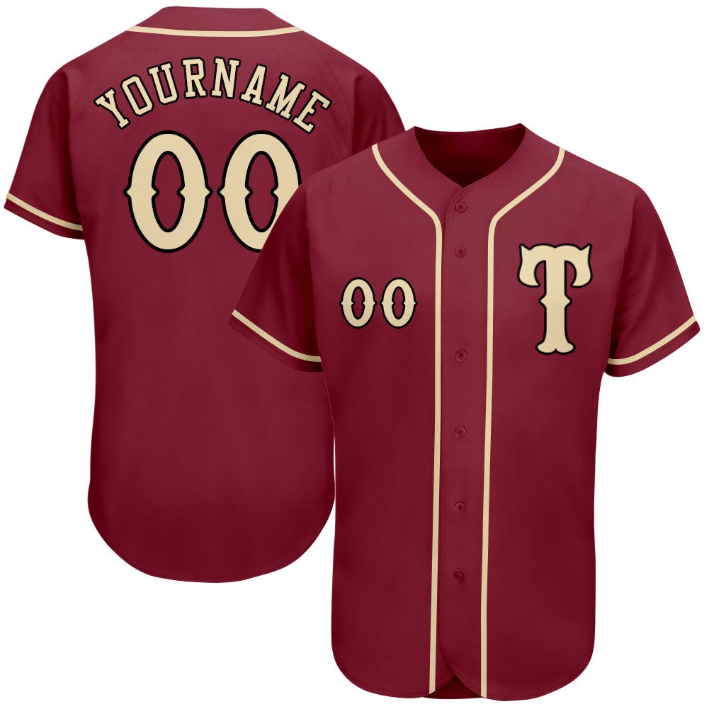 Custom Crimson City Cream-Black Authentic Baseball Jersey - Sky-Custom