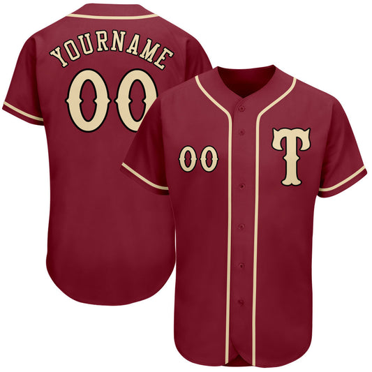 Custom Crimson City Cream-Black Authentic Baseball Jersey - Sky-Custom