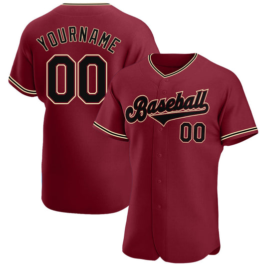 Custom Crimson Black-City Cream Authentic Baseball Jersey - Sky-Custom