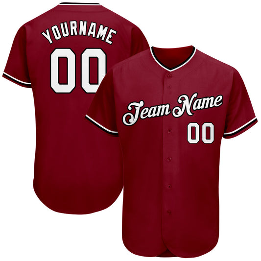 Custom Crimson White-Black Authentic Baseball Jersey - Sky-Custom