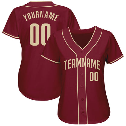 Custom Crimson Cream Authentic Baseball Jersey - Sky-Custom