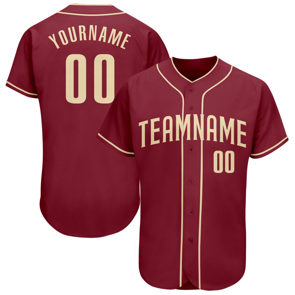 Custom Crimson Cream Authentic Baseball Jersey - Sky-Custom