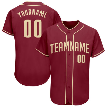 Custom Crimson Cream Authentic Baseball Jersey - Sky-Custom
