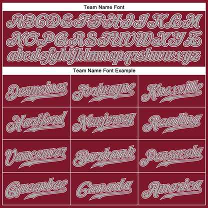 Custom Crimson Cream Pinstripe Gray-White Authentic Baseball Jersey - Sky-Custom
