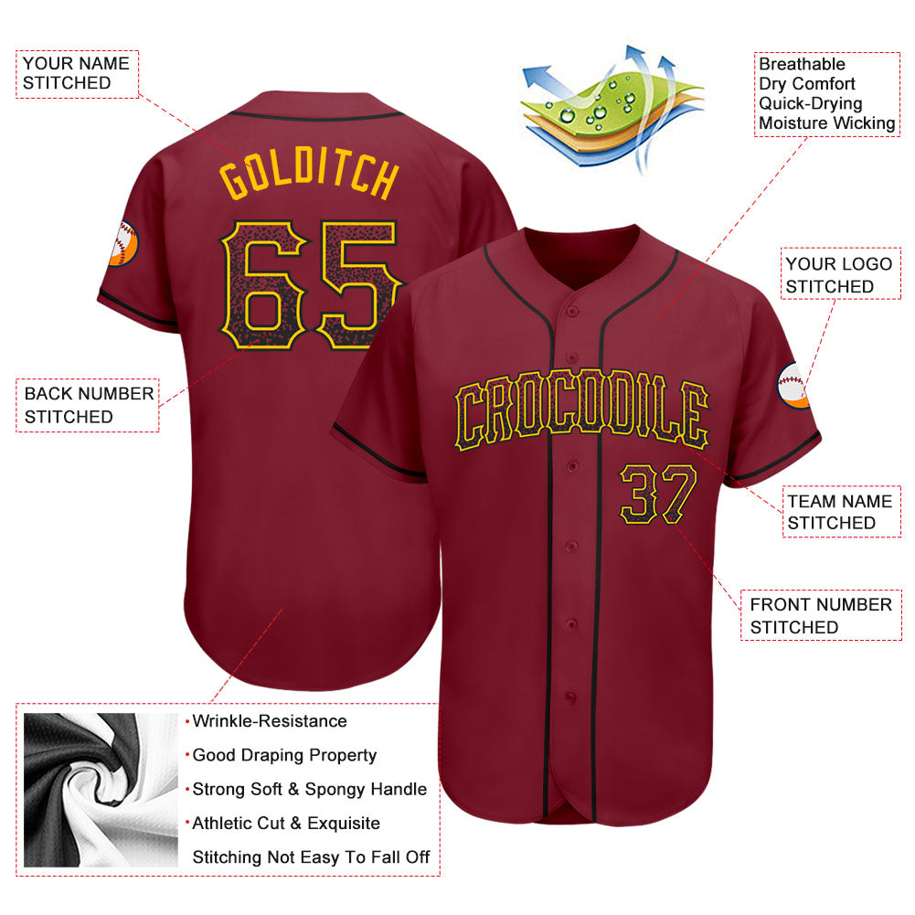 Custom Crimson Black-Gold Authentic Drift Fashion Baseball Jersey - Sky-Custom