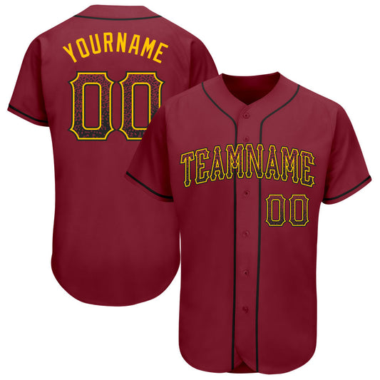 Custom Crimson Black-Gold Authentic Drift Fashion Baseball Jersey - Sky-Custom