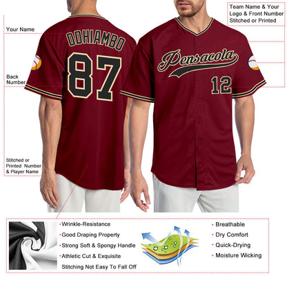 Custom Crimson Black-City Cream Authentic Baseball Jersey - Sky-Custom