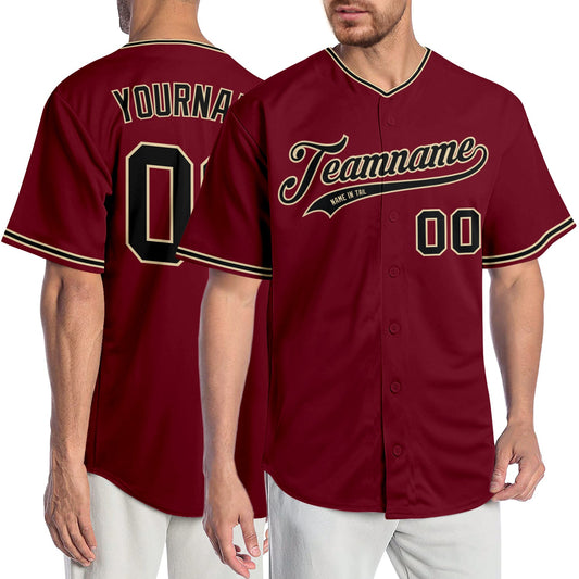 Custom Crimson Black-City Cream Authentic Baseball Jersey - Sky-Custom