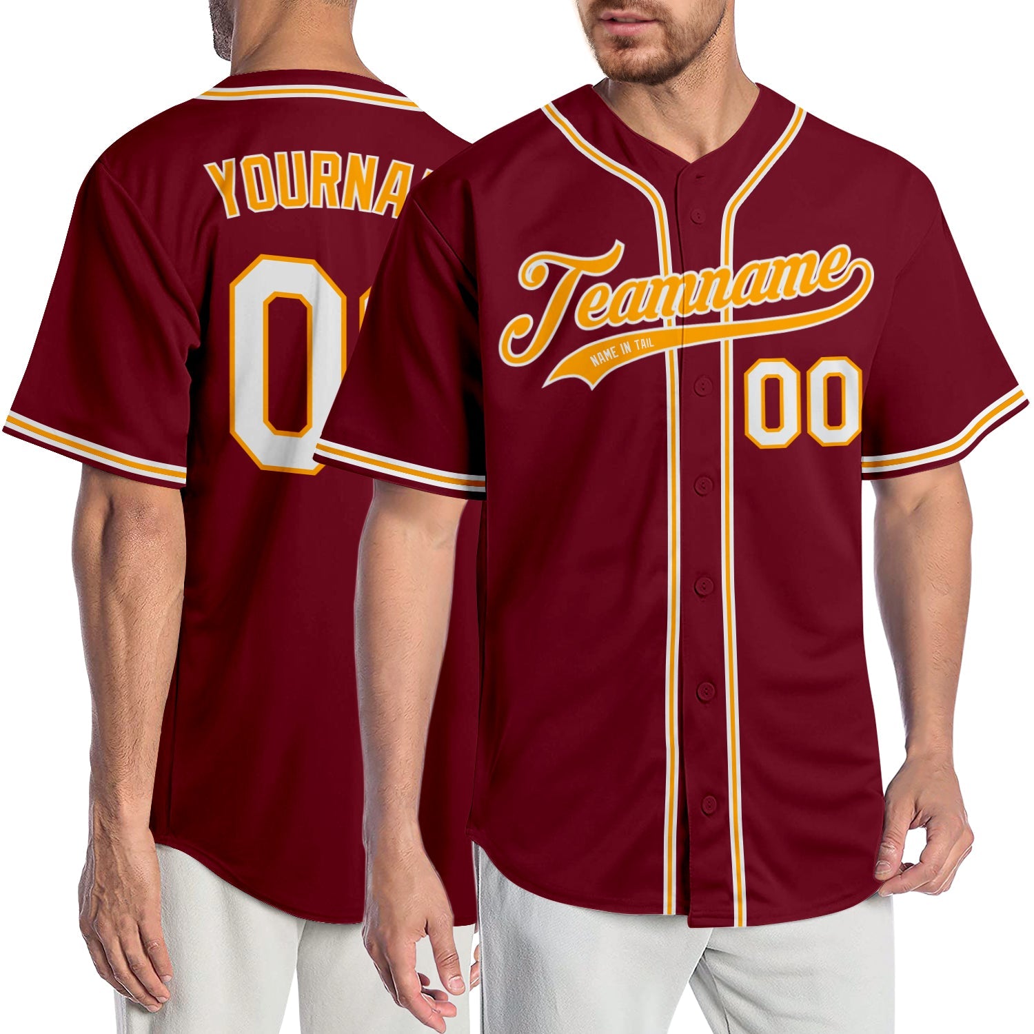 Custom Crimson White-Gold Authentic Baseball Jersey - Sky-Custom