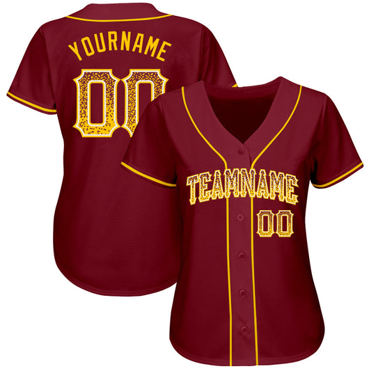 Custom Crimson Gold-White Authentic Drift Fashion Baseball Jersey - Sky-Custom