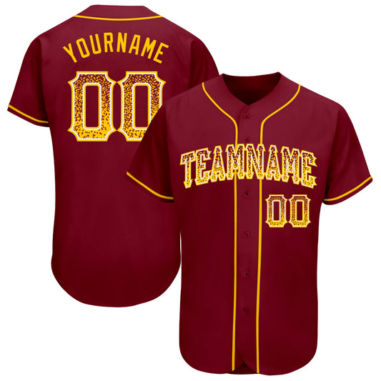 Custom Crimson Gold-White Authentic Drift Fashion Baseball Jersey - Sky-Custom
