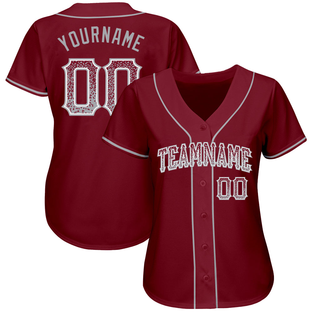 Custom Crimson Gray-White Authentic Drift Fashion Baseball Jersey - Sky-Custom