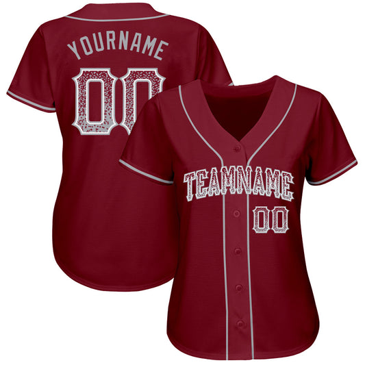 Custom Crimson Gray-White Authentic Drift Fashion Baseball Jersey - Sky-Custom