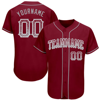 Custom Crimson Gray-White Authentic Drift Fashion Baseball Jersey - Sky-Custom