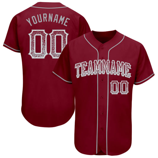 Custom Crimson Gray-White Authentic Drift Fashion Baseball Jersey - Sky-Custom