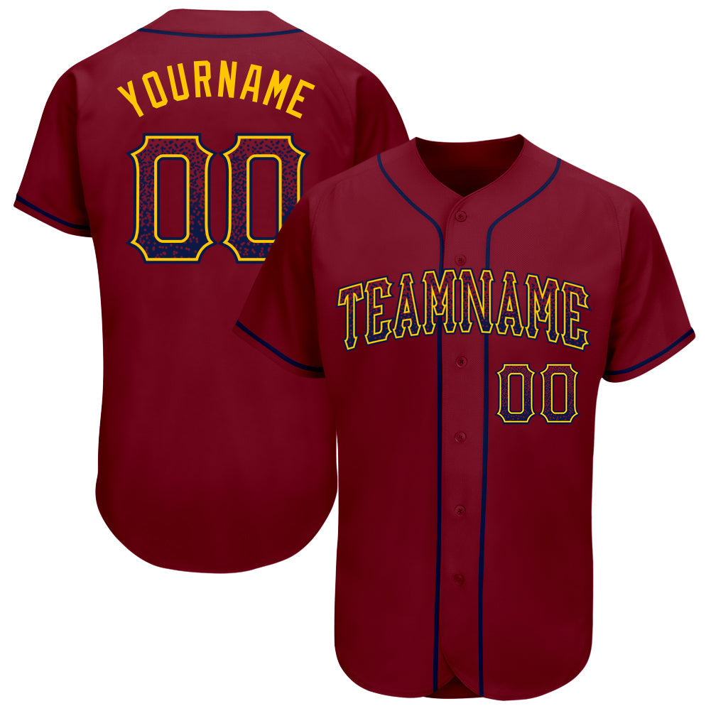 Custom Crimson Navy-Gold Authentic Drift Fashion Baseball Jersey - Sky-Custom