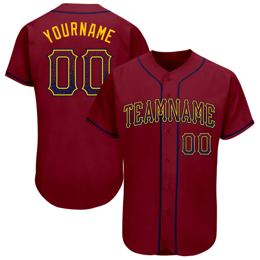 Custom Crimson Navy-Gold Authentic Drift Fashion Baseball Jersey - Sky-Custom