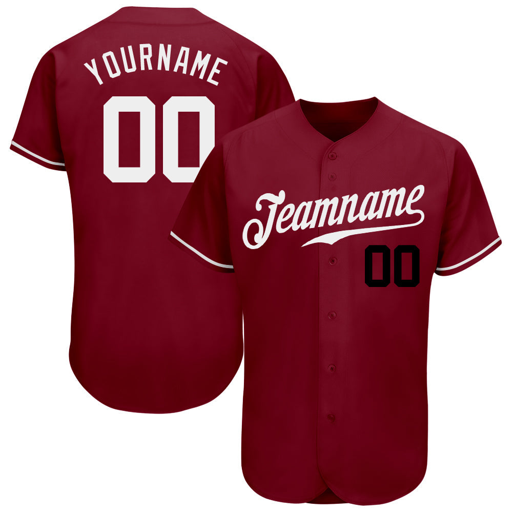 Custom Crimson White-Black Authentic Baseball Jersey - Sky-Custom