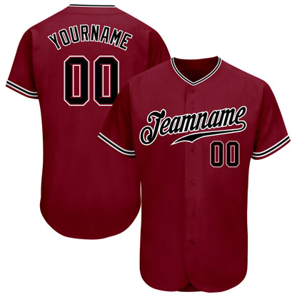 Custom Crimson Black-White Authentic Baseball Jersey - Sky-Custom