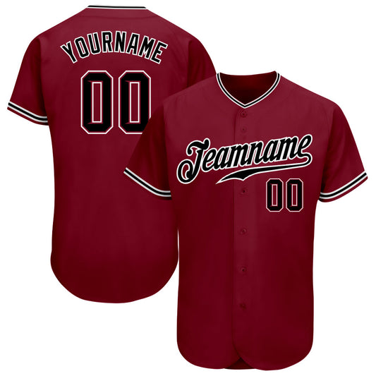 Custom Crimson Black-White Authentic Baseball Jersey - Sky-Custom