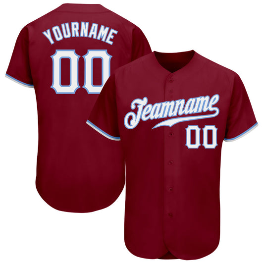 Custom Crimson White-Light Blue Authentic Baseball Jersey - Sky-Custom