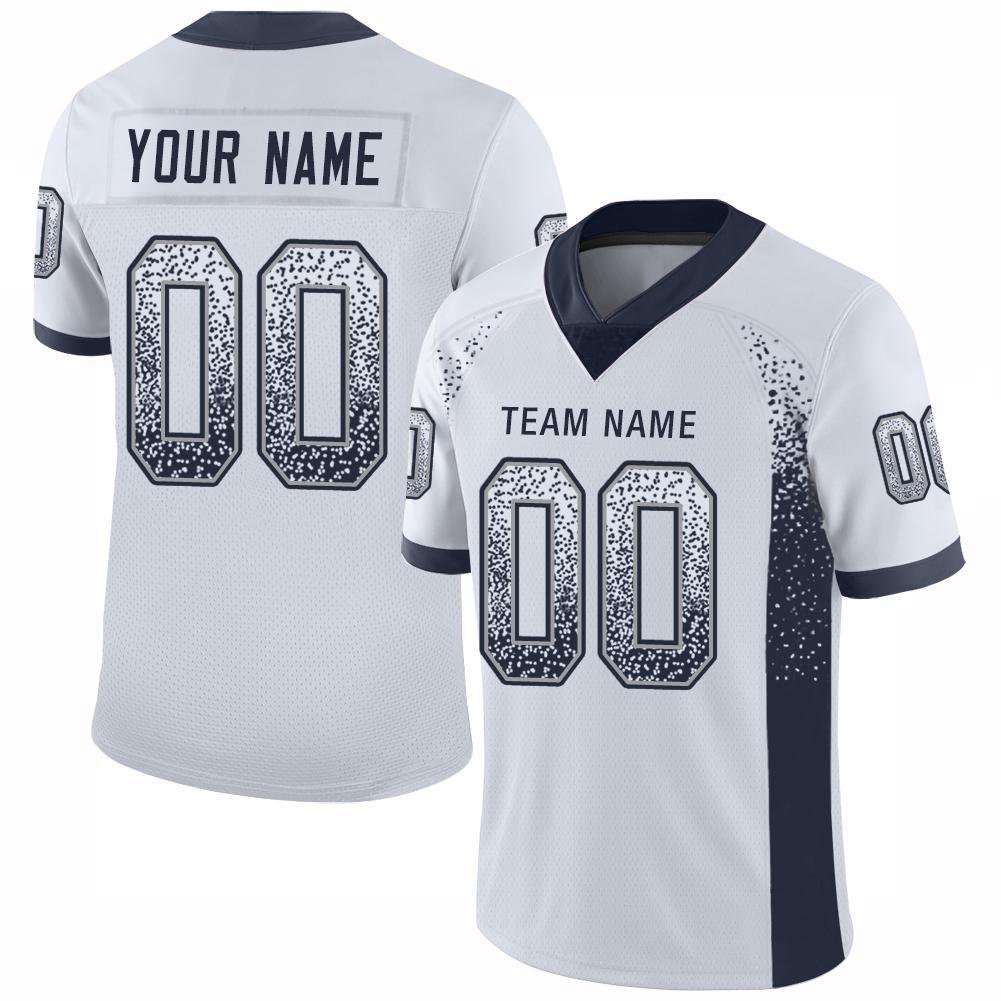 Custom White Navy-Gray Mesh Drift Fashion Football Jersey - Sky-Custom